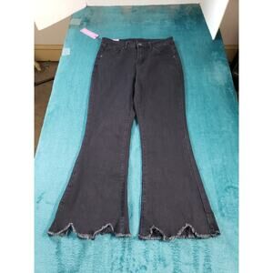 Lookub Jeans Sz Small Womens Black Stretch Pants Ladies Mid Rise Flared NWT